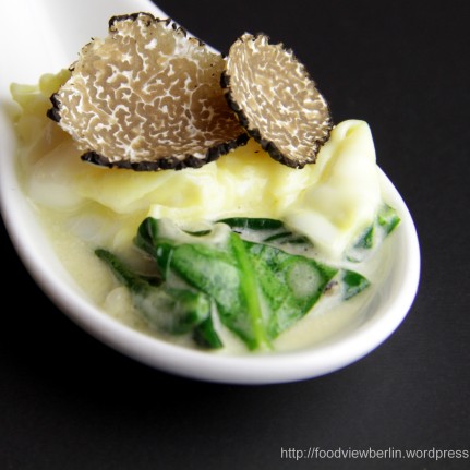 Spinach with Scrambled Eggs and Truffles